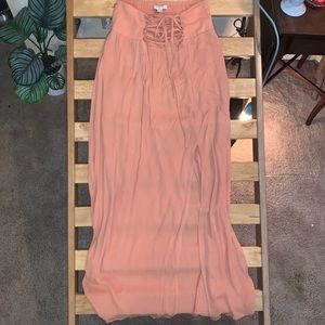 Maxi Skirt w Side Slit & Corset Accent